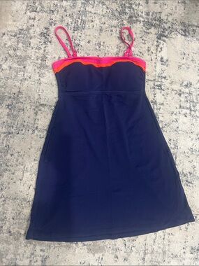 Tommy Bahama Navy Swim Dress with Pink & Orange Accents